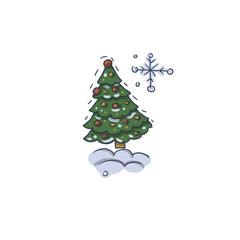 Christmas locomotive coloring book for children holiday sketch doodle set of individual elements of toys for the holiday New Year drawn 