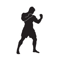 Fototapeta na wymiar Black Illustration kick boxer isolated vector silhouette. On white background.