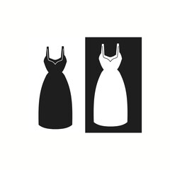 Dress Icon on Black and White Vector Backgrounds