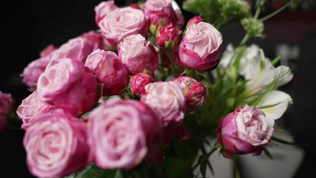 A fresh bouquet of pink roses