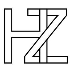Logo sign hz zh, icon nft interlaced letters z h