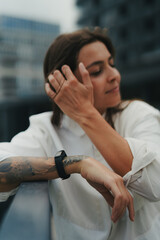 Girl Reading and Walking on Grass, Phone
