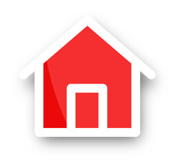 Home icon with realistic shadow. Flat style houses symbols for apps and websites.