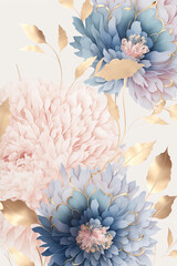 Abstract floral design in pastel colors for prints, postcards or wallpaper