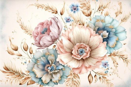 Fototapeta Abstract floral design in pastel colors for prints, postcards or wallpaper