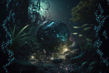 Obraz na płótnie Canvas Dark and moody, mysterious fantasy jungle 