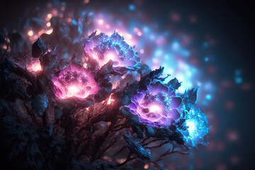 Beautiful abstract cosmic flowers