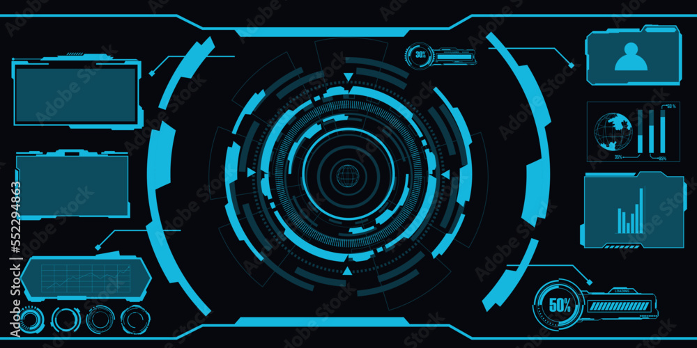 Poster abstract technology futuristic concept hud interface hologram elements of digital data and circle