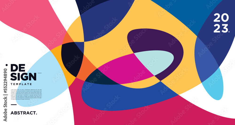 Poster vector colorful abstract fluid and geometric background for new year 2023