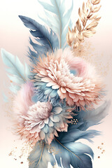 Fototapeta na wymiar Beautiful flowers. Abstract floral design in pastel colors for prints, postcards or wallpaper