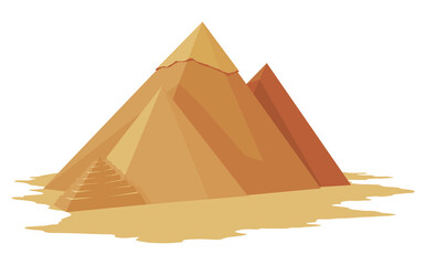 Egypt pyramids symbol of ancient Egypt. Historic sight showplace attraction. Famous historical landmark place in Giza. Ancien architecture in sand dunes