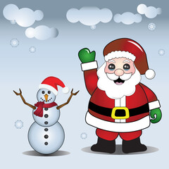 snowman with santa claus