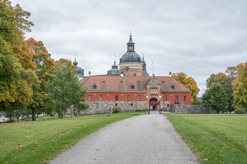 View of famous Swedish 16 th century Gripsholm castle located in Mariefred Sodermanland Sweden
