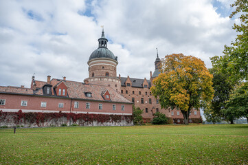 View of famous Swedish 16 th century Gripsholm castle located in Mariefred Sodermanland Sweden
