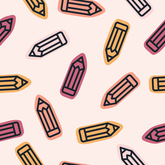 Seamless pattern with colorful pencils
