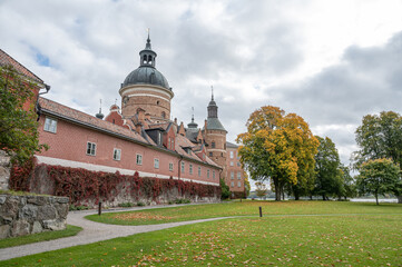 View of famous Swedish 16 th century Gripsholm castle located in Mariefred Sodermanland Sweden