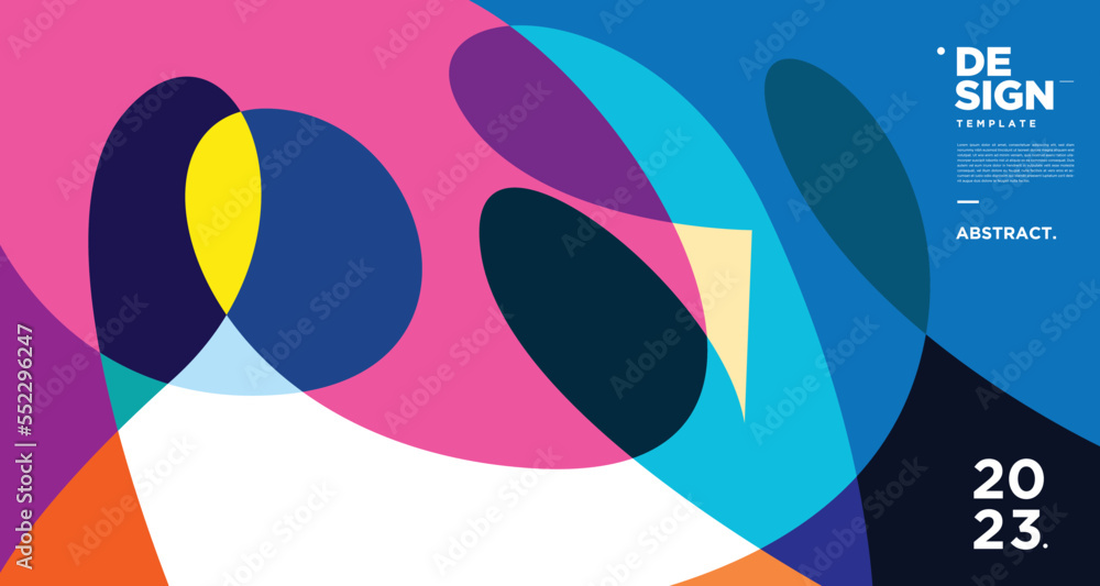 Poster vector colorful abstract fluid and geometric background for new year 2023