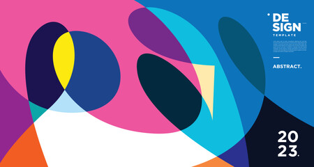 Vector colorful abstract fluid and geometric background for new year 2023