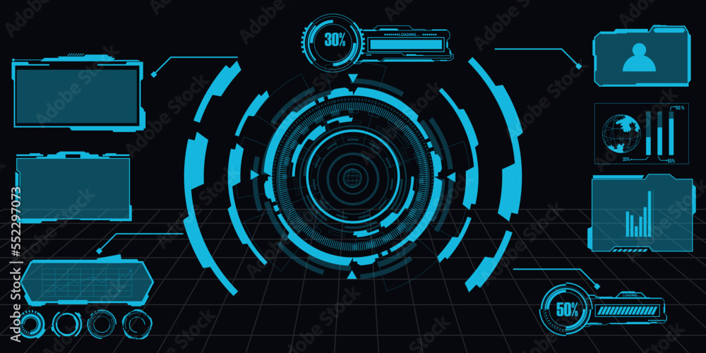 Poster abstract technology futuristic concept hud interface hologram elements of digital data and circle
