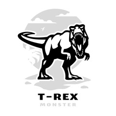 T-rex monster logo. Dinosaur. Tyrannosaur. Vector illustration.