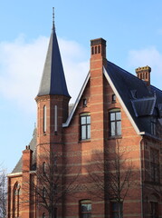 Obraz premium Amsterdam Rijksmuseum Building Detail with Spire, Netherlands
