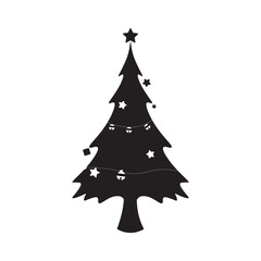 Black and white Christmas tree silhoutte