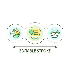 Green business model loop concept icon. Environmental friendly company. Eco-conscious society abstract idea thin line illustration. Isolated outline drawing. Editable stroke. Arial font used