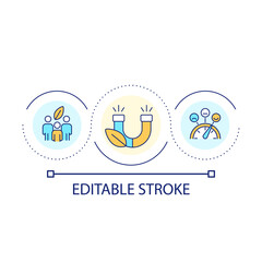 Attract eco-conscious consumers loop concept icon. Clients magnet. Increase brand reputation abstract idea thin line illustration. Isolated outline drawing. Editable stroke. Arial font used