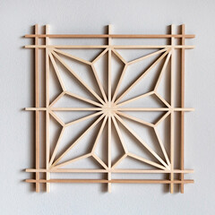 Traditional wooden kumiko pattern - Asa-no-ha, Hemp leaf - 552298681