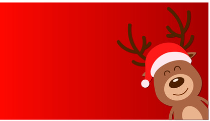 Fototapeta na wymiar Christmas banner template reindeer with santa hat