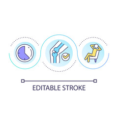 Take breaks loop concept icon. Reduce injuries in workplace. Sports trauma prevention tip abstract idea thin line illustration. Isolated outline drawing. Editable stroke. Arial font used