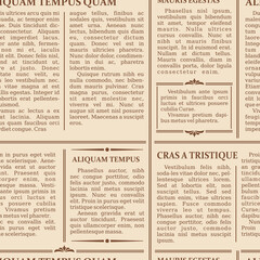 Obraz premium Old newspaper seamless pattern, vector background of vintage text with columns, articles and titles. Print of daily news, newsprint page texture. Newsletter, magazine or journal media scrap sheet