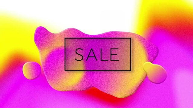 Animation of sale text over shapes on white background