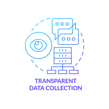 Transparent data collection blue gradient concept icon. Consumer information storage. User database abstract idea thin line illustration. Isolated outline drawing. Myriad Pro-Bold font used