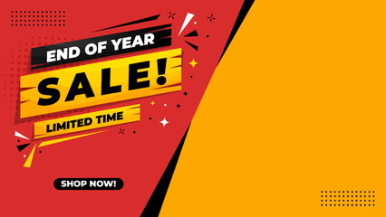 Year End Shopping Day Sale Banner Template with Copy Space	