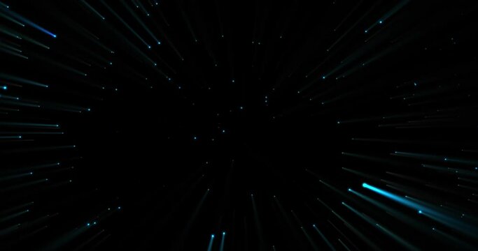 Animation of data processing over light trails on black background