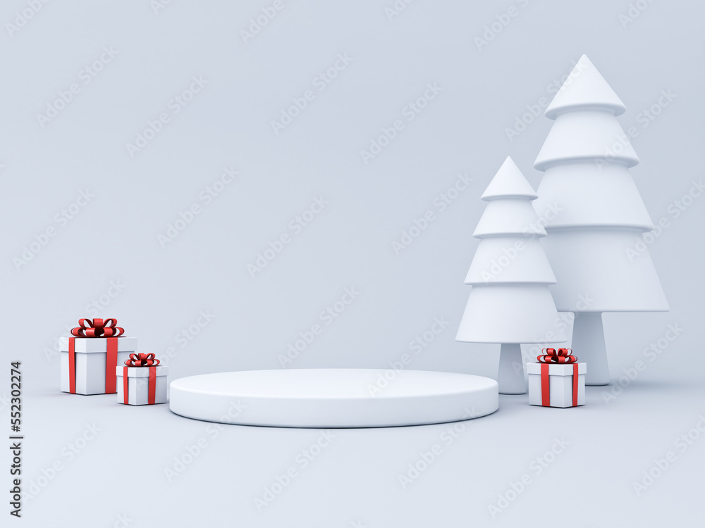 Aufkleber blank white christmas product podium pedestal background concept or blank product display stand plat