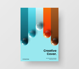 Clean front page design vector layout. Geometric realistic balls corporate cover template.