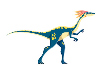 Cartoon Compsognathus dinosaur character. Jurassic period beast, extinct creature or prehistoric reptile childish personage. Paleontology dinosaur, isolated ancient wildlife carnivore lizard