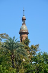 Torre de la Plaza de España en el Parque de Maria Luisa, Sevilla