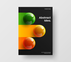 Minimalistic pamphlet design vector illustration. Creative realistic balls flyer concept.