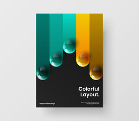 Trendy 3D balls pamphlet concept. Simple leaflet A4 design vector illustration.
