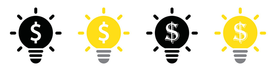 Lamp with dollar icon. Idea finance icon, vector illustration