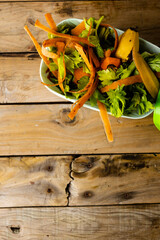 Vertical overhead of organic fruit and vegetable food waste in kitchen composting bin