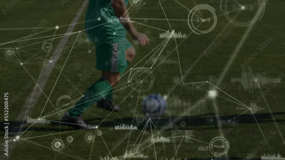 Poster animation of connections and data processing over football players