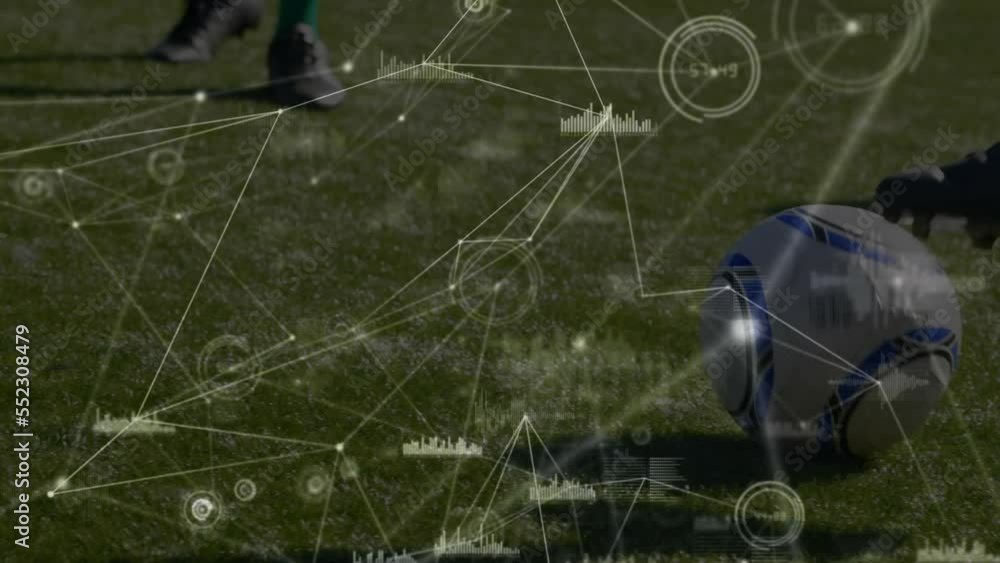 Poster animation of connections and data processing over football player
