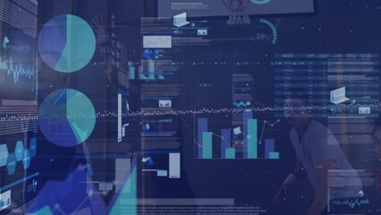 Animation of statistics and data processing over basketball game - Powered by Adobe
