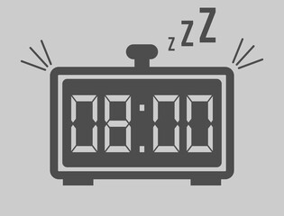 08:00 hours digital alarm clock. Vector with alarm clock marking time. Design for telling time with sleep icon