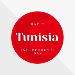 Composition of tunisia independence day text over red and white background