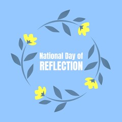 Composition of national day of reflection text over flowers